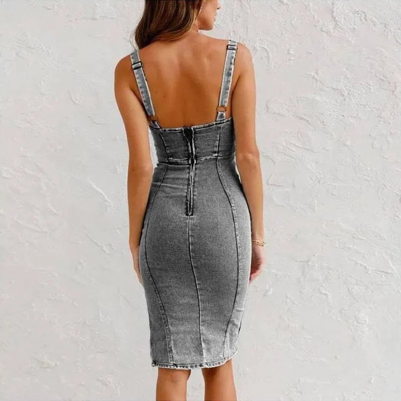 Varel | Vestido de tirantes ajustado de denim