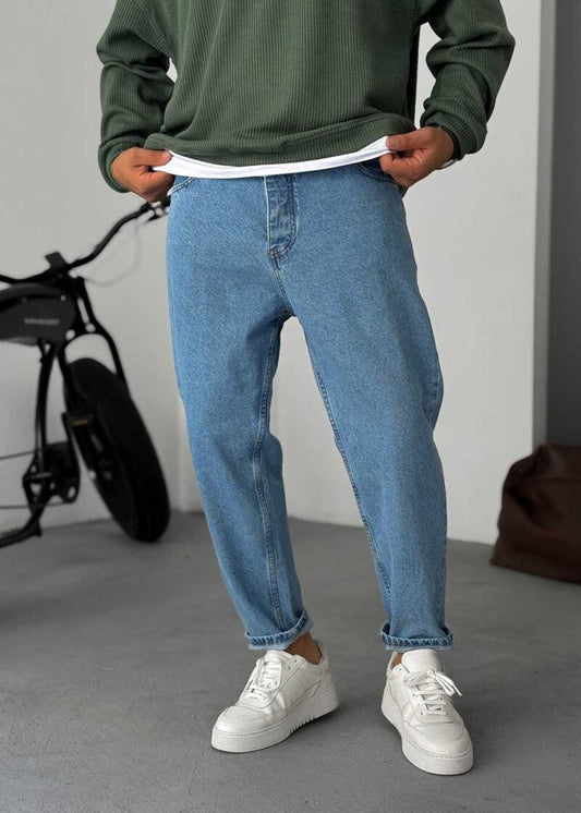 Pantalón vaquero básico de corte holgado - Azul claro