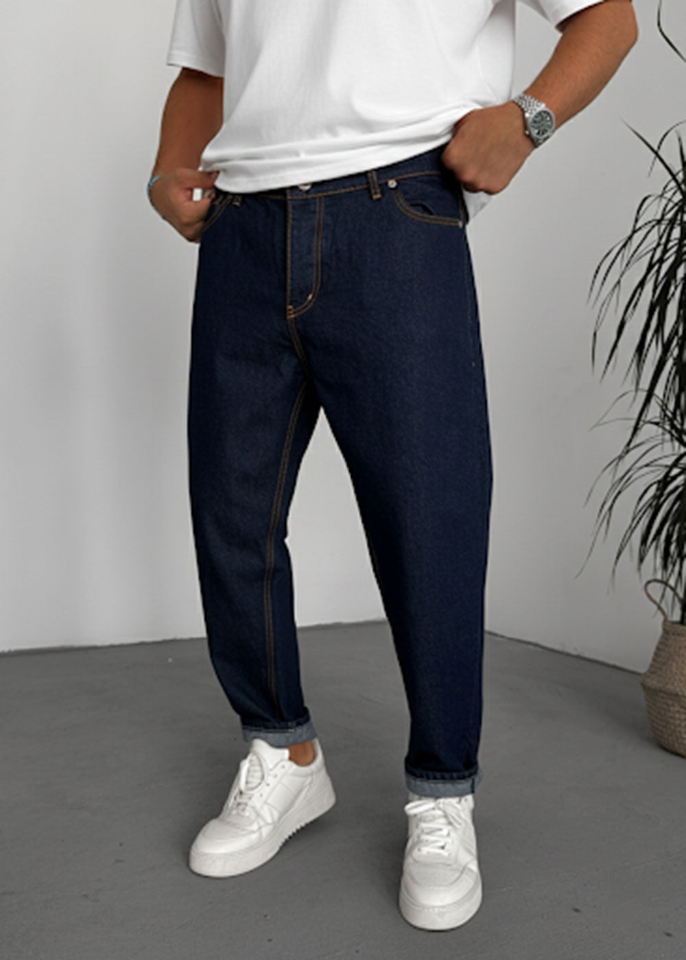 Pantalón vaquero azul profundo de corte holgado - Azul oscuro