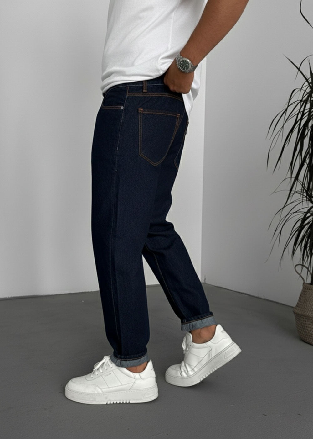 Pantalón vaquero azul profundo de corte holgado - Azul oscuro