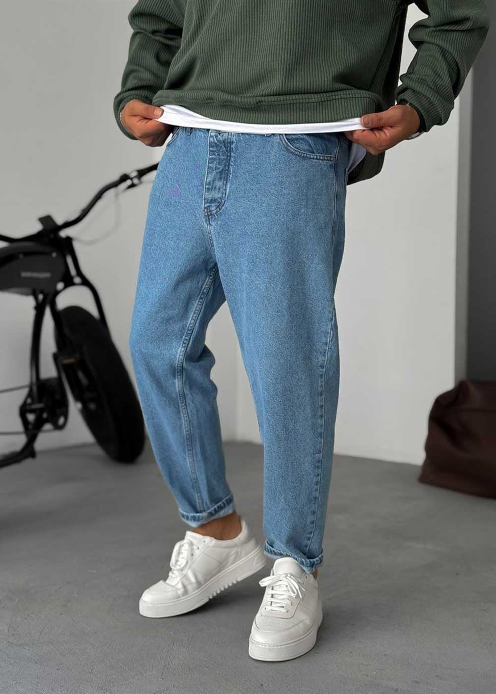 Pantalón vaquero básico de corte holgado - Azul claro