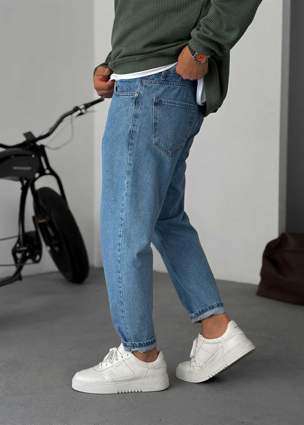 Pantalón vaquero básico de corte holgado - Azul claro