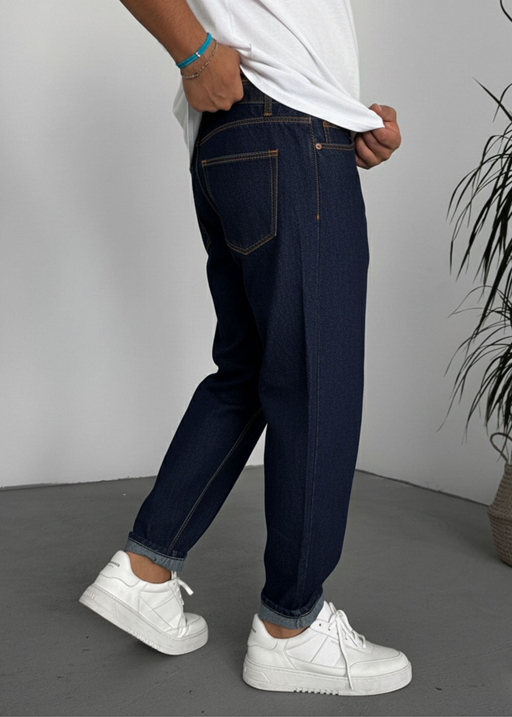 Pantalón vaquero azul profundo de corte holgado - Azul oscuro
