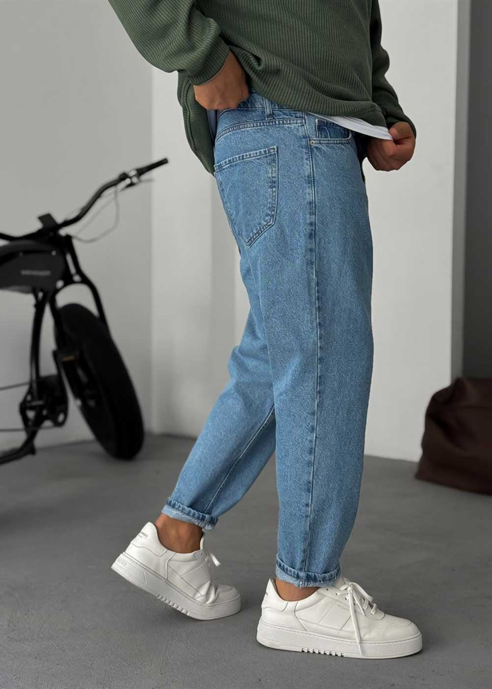 Pantalón vaquero básico de corte holgado - Azul claro
